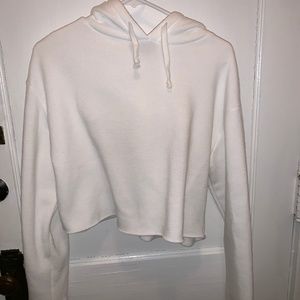 Topshop White Crop Hoodie